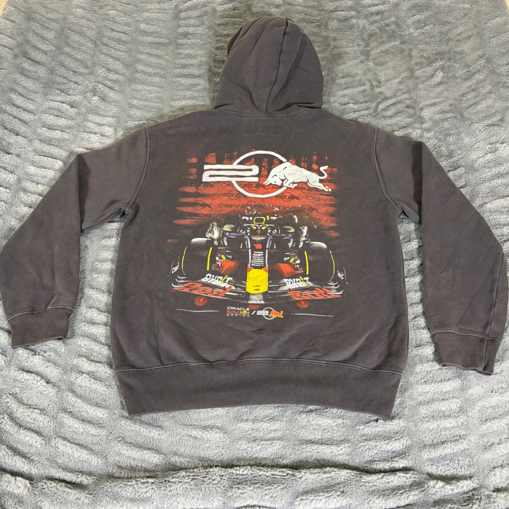 Hollister Oracle Red Bull Racing F1 Graphic Hoodie Faded Black XS AT056